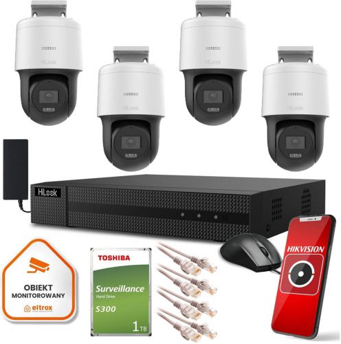 Zestaw monitoringu Hilook 4 kamer IP PTZ-N2MP 1TB dysk