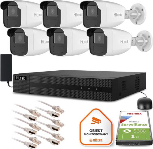 Zestaw monitoringu Hilook by Hikvision 6 kamer IP IPCAM-B2-50IR 1TB dysk