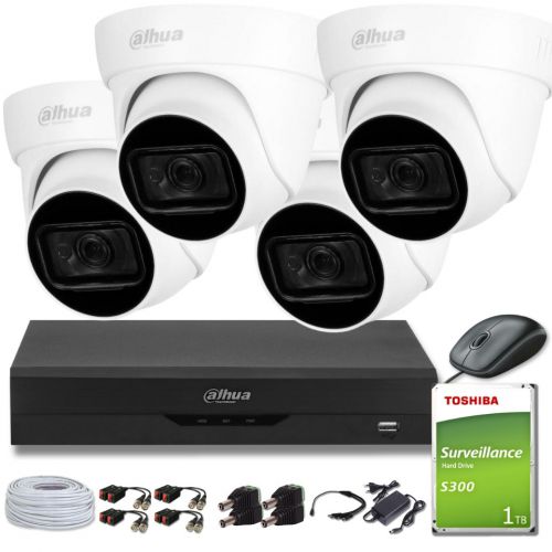 Zestaw 4x kamera Dahua HAC-HDW1800TL-A-0280B 8MPx Wizsense Mikrofon BLC/HLC