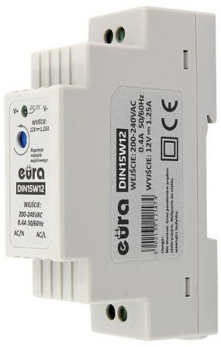 ZASILACZ DIN \\'\\'EURA\\'\\' DIN15W12 12V 1,25 A DC