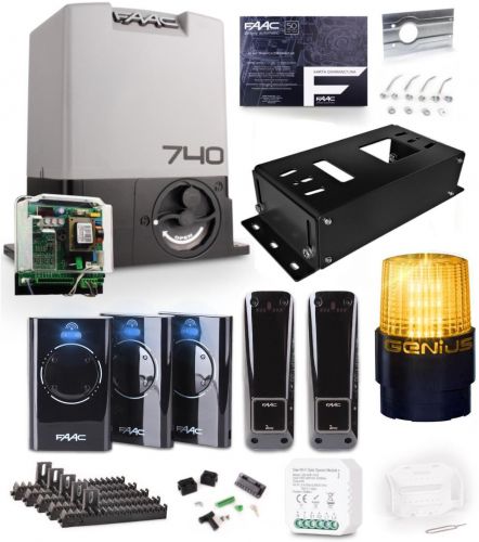 Zestaw FAAC 740 + listwy + lampa + moduł Wi-Fi + podstawa regulowana (do 500kg bram przesuwnych)