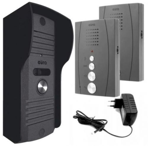 DOMOFON \\'\\'EURA\\'\\' ADP-51A3 \\'\\'DIFESA\\'\\' - 1-rodzinny, 2 unifony, interkom, grafit