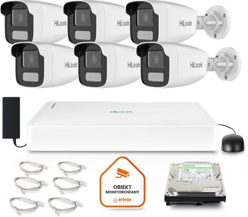 Zestaw monitoringu Hilook by Hikvision 6 kamer IP IPCAM-B2-50DL 1TB dysk