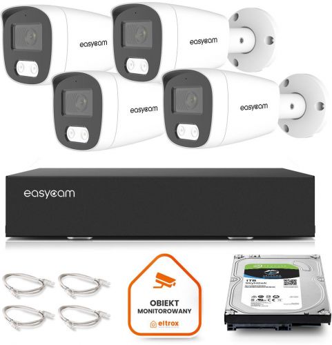 Zestaw do monitoringu IP Easycam 4 kamery z POE EC-IP-B5MP30DL-W 5MPx IR LED