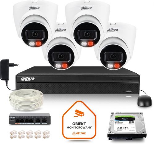 Zestaw monitoringu IP DAHUA 4 kamery IPC-HDW1239V-A-IL 2Mpx
