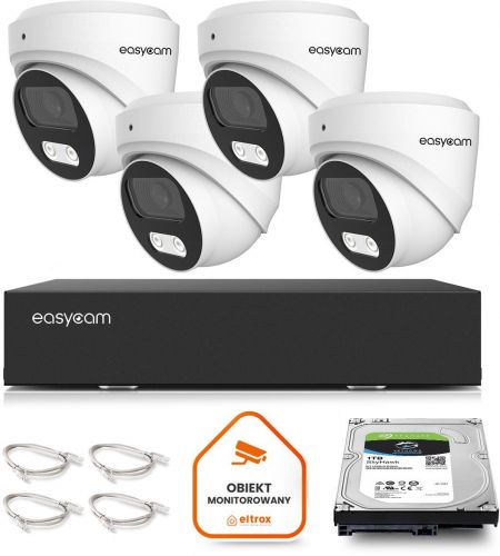 Zestaw do monitoringu IP Easycam 4 kamery EC-IP-D8MP30DL-W 8MPx POE