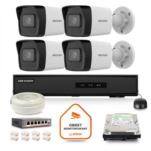 Zestaw Monitoringu IP HIKVISION 4 Kamer tubowych 4MPX