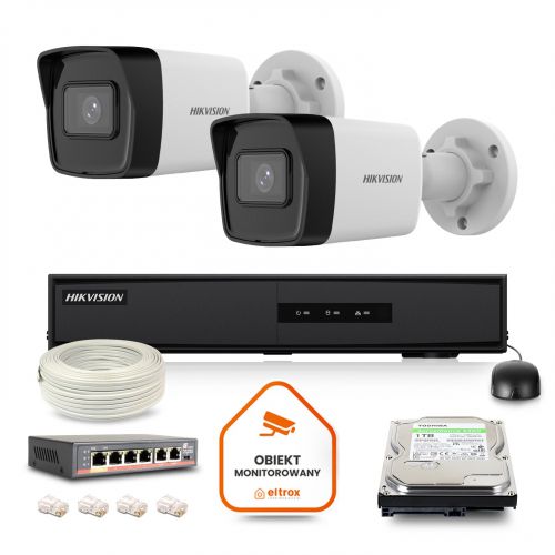 Zestaw Monitoringu IP HIKVISION 2 Kamer tubowych 4Mpx