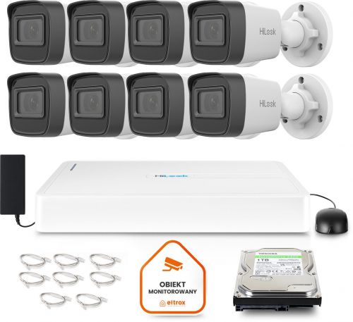 Zestaw monitoringu Hilook by Hikvision 8 kamer IP IPCAM-B2-P Full HD PoE
