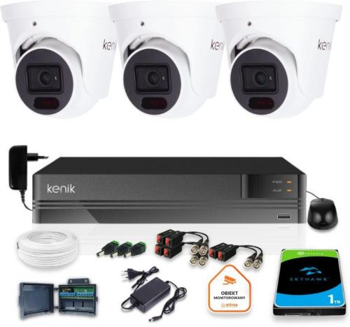 Zestaw monitoringu Kenik 3 Kamery 5MPx Rejestrator 5w1 1TB