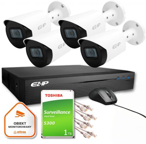Zestaw monitoringu IP EZ-IP by Dahua 4 kamery EZ-IP EZI-B140-F2 4MPX (2K) 1TB