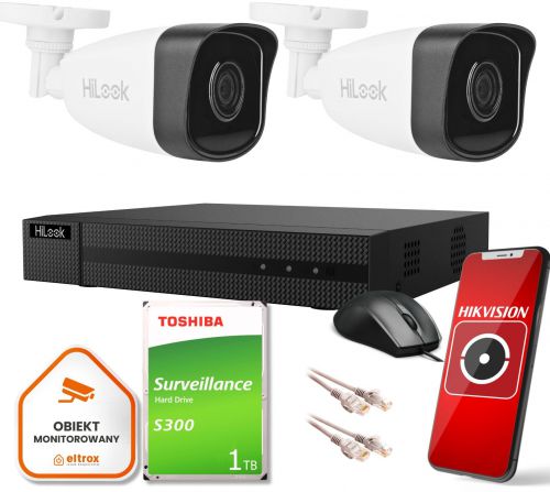 Zestaw monitoringu Hilook by Hikvision 2 kamer IP IPCAM-B2 1TB dysk