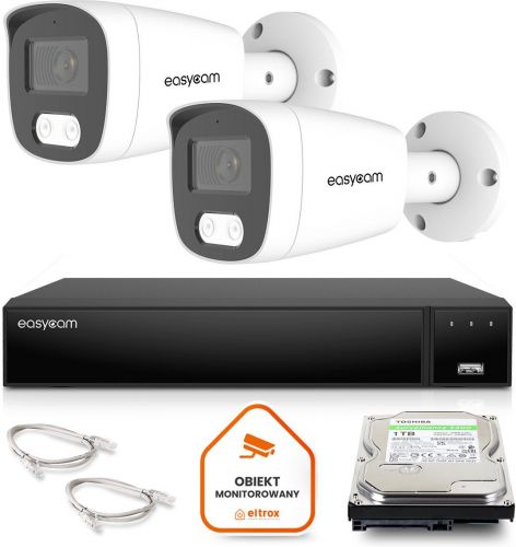 Zestaw do monitoringu IP Easycam 2 kamery EC-IP-B8MP30DL-W 8MPx POE