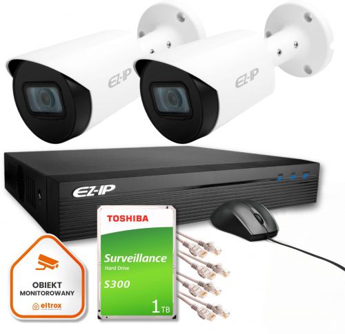 Zestaw monitoringu IP EZ-IP by Dahua 2 kamery EZ-IP EZI-B140-F2 4MPX (2K) 1TB