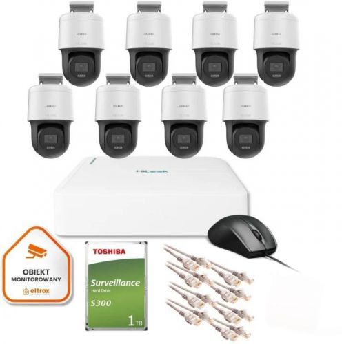 Zestaw monitoringu Hilook 8 kamer IP PTZ-N2MP 1TB dysk
