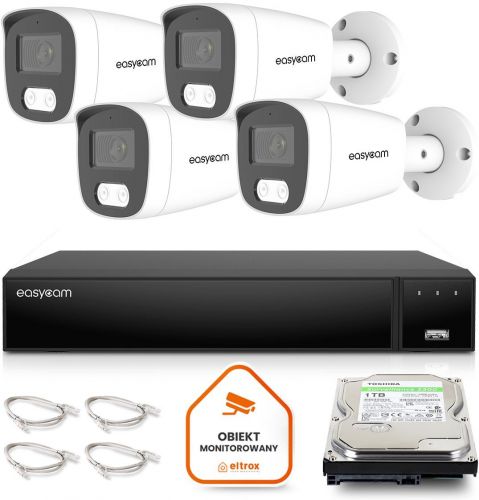 Zestaw do monitoringu IP Easycam 4 kamery EC-IP-B8MP30DL-W 8MPx POE