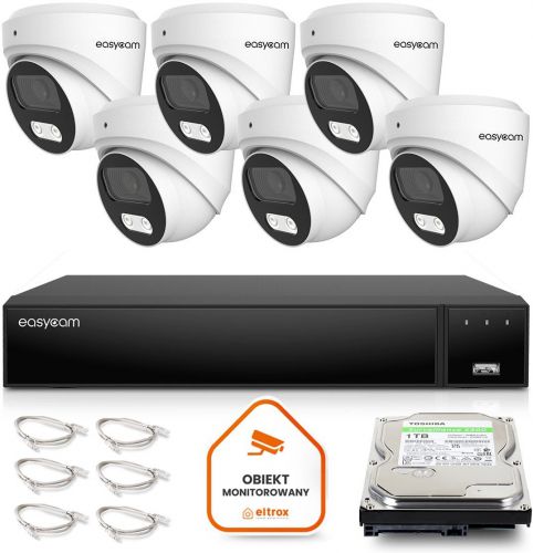 Zestaw do monitoringu IP Easycam 6 kamery EC-IP-D8MP30DL-W 8MPx POE
