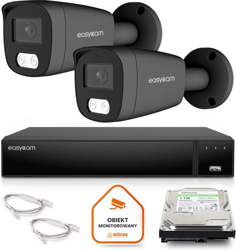 Zestaw do monitoringu IP Easycam 2 kamery EC-IP-B8MP30DL-G 8MPx POE